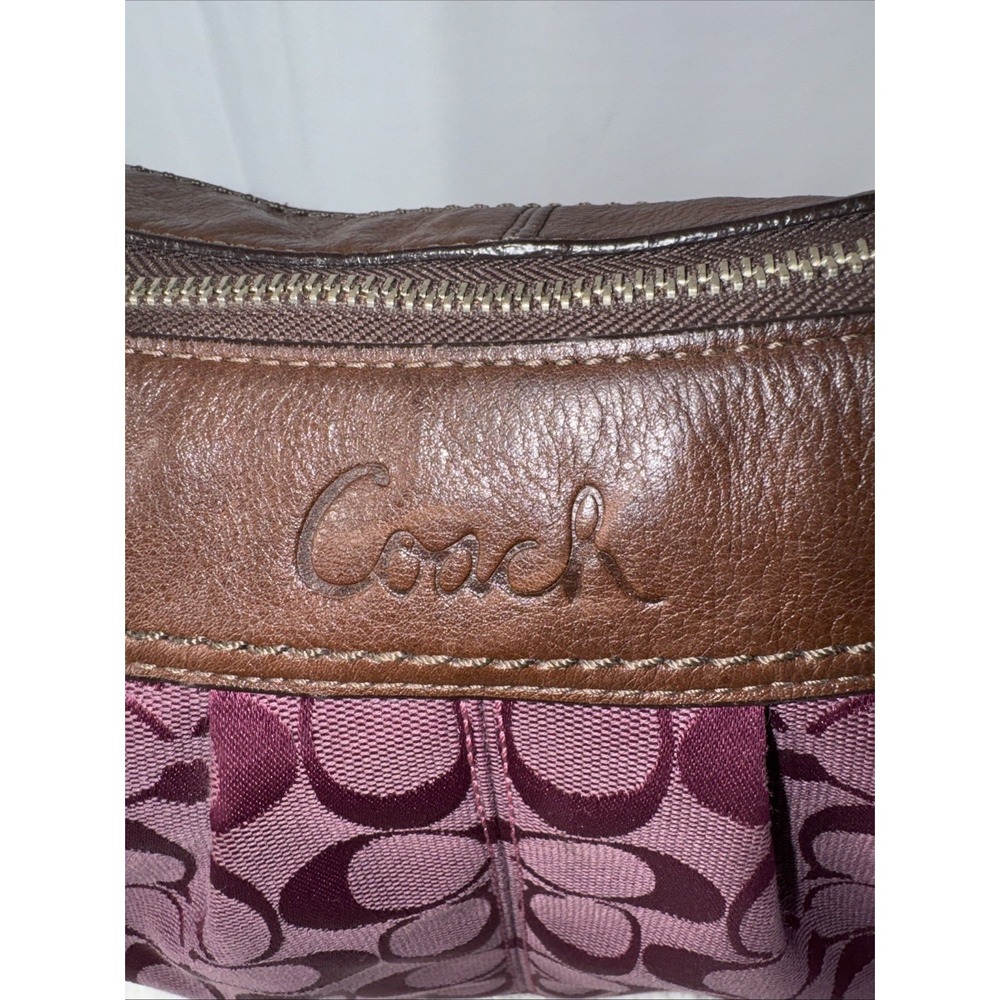 Vintage Coach Hobo Bag Pink/magenta Canvas W/ Leather Trim - Picture 3 of 7